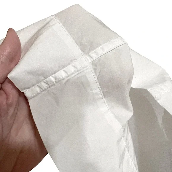 Ganni White Cotton Poplin Tie String Mini Dress Boho Beachy Size 44EU or 14US - Picture 11 of 13